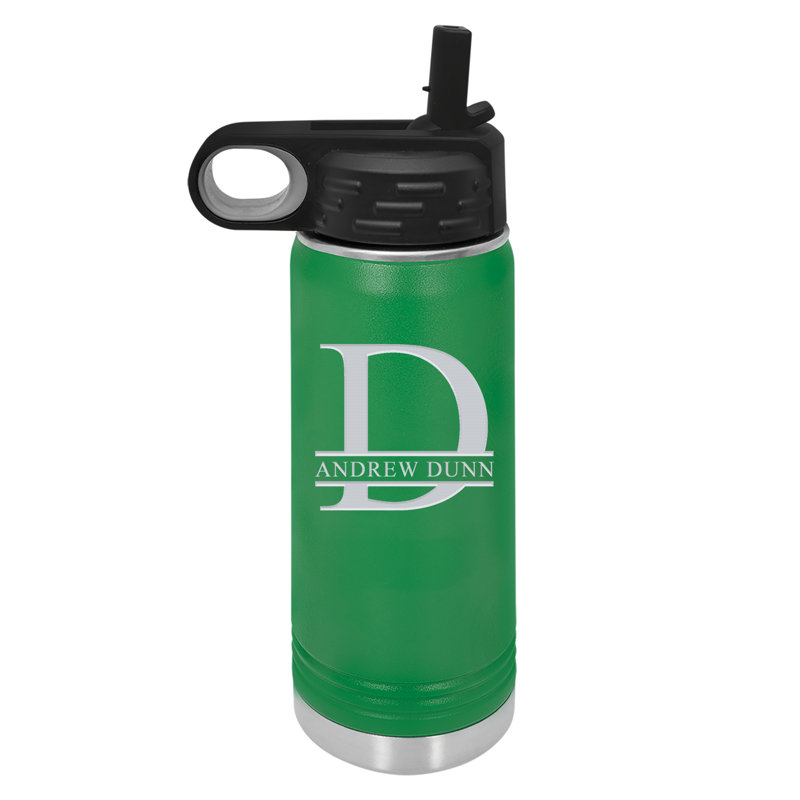 20 oz. Bouteille d'eau en acier inoxydable isotherme avec paille, Vert, Oui