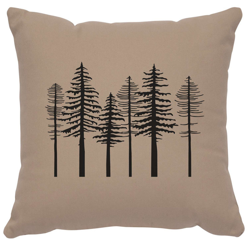 Coussin Wooded River Image - Arbres - Coton taupe, Taupe