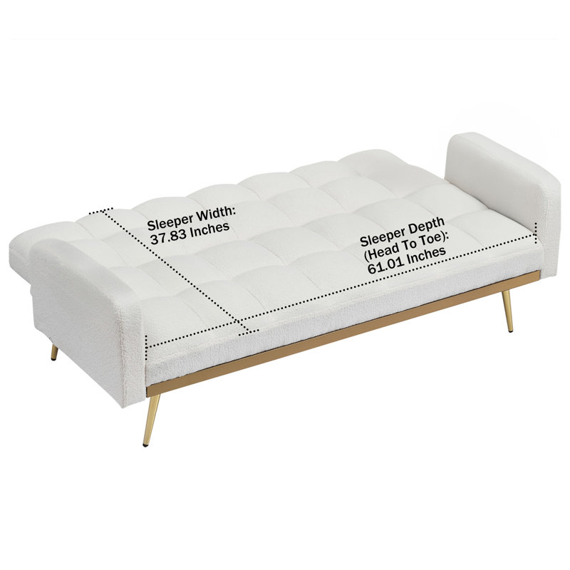Canapé-lit futon avec 2 coussins Teddy, Beige Teddy