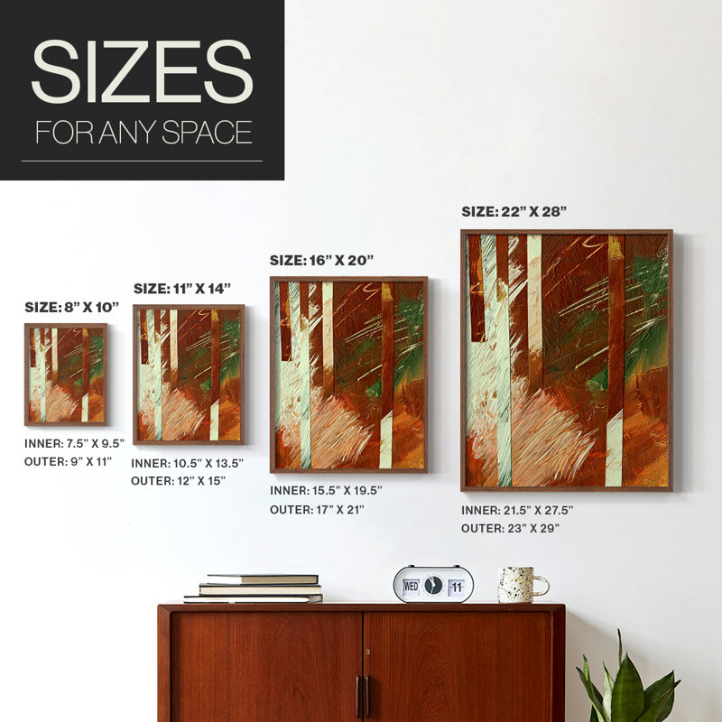 Wheaten II Framed Print - Solid Wood, 14" H x 11" W, Brown