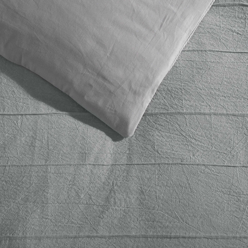 Ensemble d'édredon réversible tissé Vera Wang, Édredon pour grand lit + 2 taies décoratives, Gris