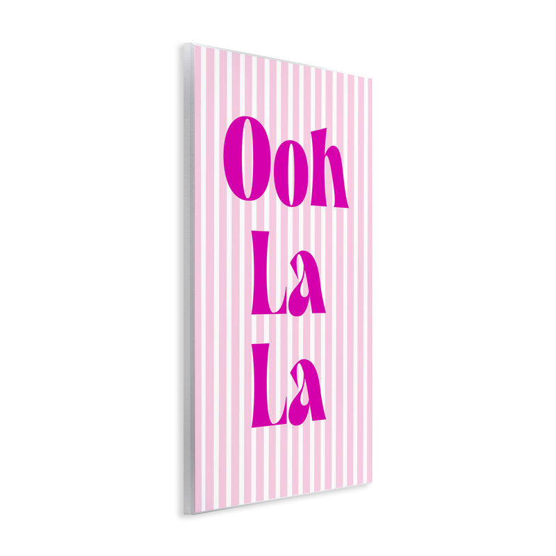 Plaque murale Ooh La La sur rayures roses, design par Pooja Dave, H 15 po x l 10 po