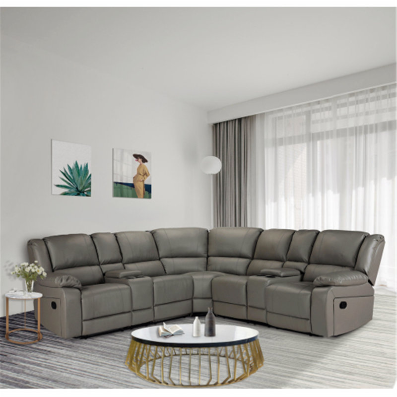 Canapé inclinable 108,25 po à accoudoirs coussinés, Polyuréthane gris