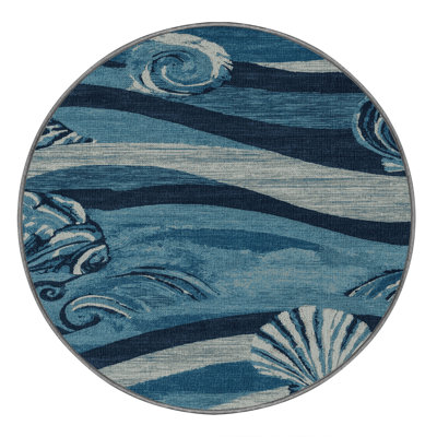 Washable Ocean blues Nautical Area Rug