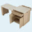 Îlot de cuisine cannelé avec table de salle à manger extensible, prise de courant, rangement double, 2 tiroirs et 2 tablettes ouvertes latérales-1541649871