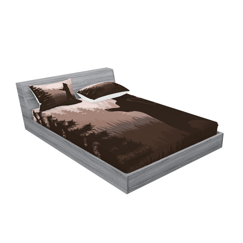 Drap-housse et coussin décoratif Ambesonne, Ensemble de draps pour taille de lit très grand +