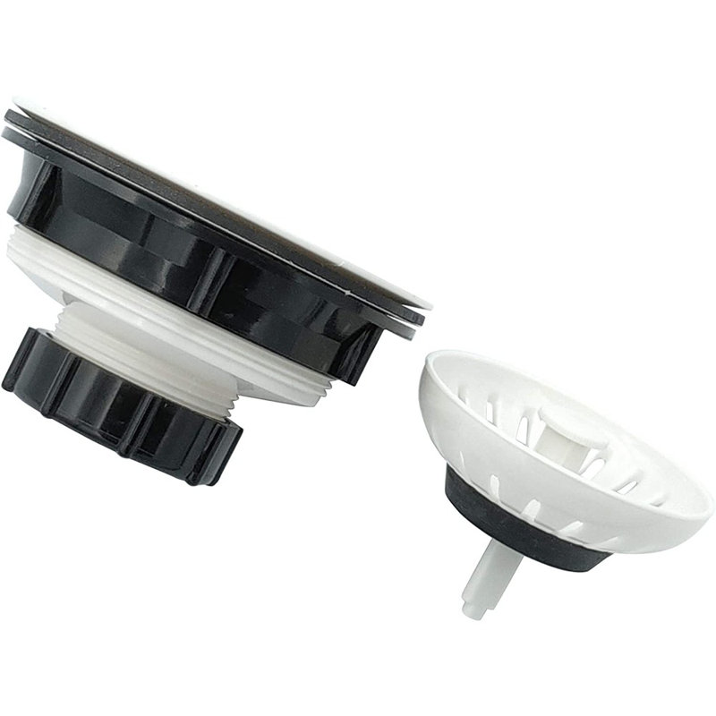 White ABS Plastic Kitchen Sink Basket Strainer with Rubber Stopper