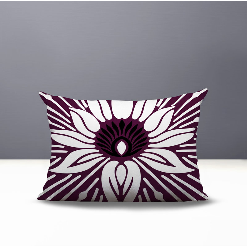 Oreiller rectangulaire réversible intérieur / extérieur Carla, Rectangle H 18 po x l 25 po, Mauve