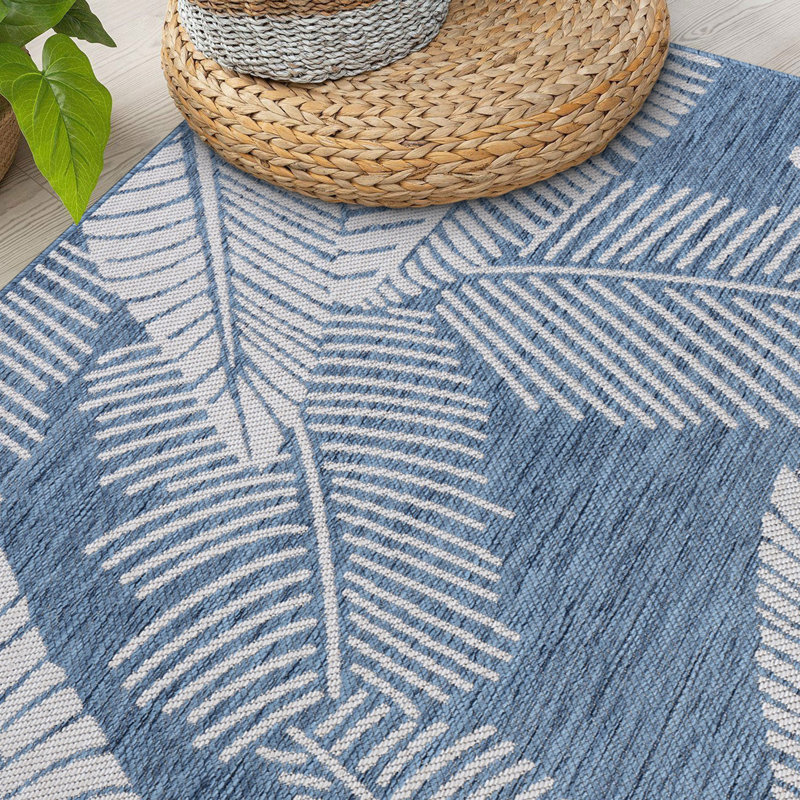 Tapis crème / bleu Demonte, Rectangle 5 pi x 7 pi