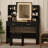 55.9''H Vanity Desk With Lighted Mirror, Makeup Vanity Set With Power Outlet, 6 Storage Shelves, 2 Large Drawers And 3 Colour Light Adjustable Brightness-2082956743