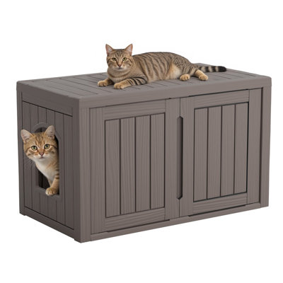 Litter Box Enclosure with Door – Pet House Designed to Fit Most Litter Boxes