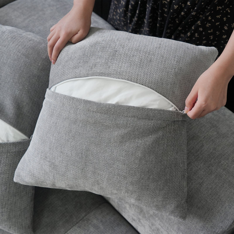 Chaise sans accoudoirs en tissu Kay, Gris clair