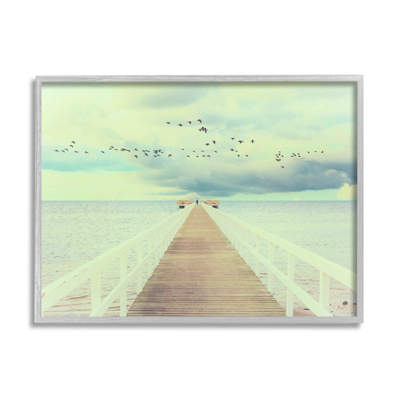 Éloignement du quai lointain Peace Coast Coast, H 11 po x l 14 po x P 1,5 po, Estampe numérique Farmhouse