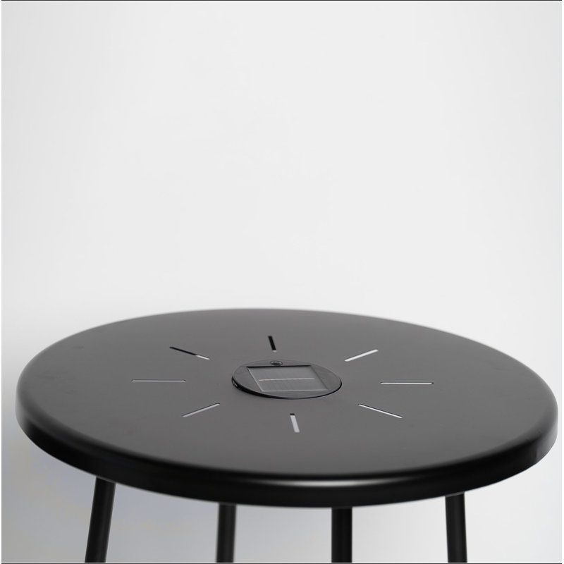 2-Pack Solar Powered Side Table with LED Light, Outdoor/Indoor Nesting Round End Table Set