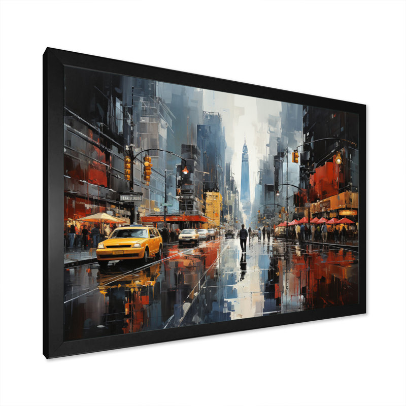Cityscape Collage VI - Abstract Collages, reproduction sur toile encadrée, Cadre simple noir, H 34 po x l 44 po x P 1,5 po