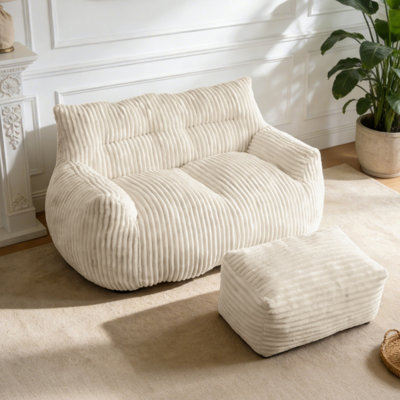 Causeuse à 2 places avec pouf avec coussin de siège