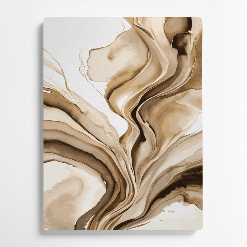 Aquarelle abstraite 48, art mural en métal beige, H 36 po x l 24 po