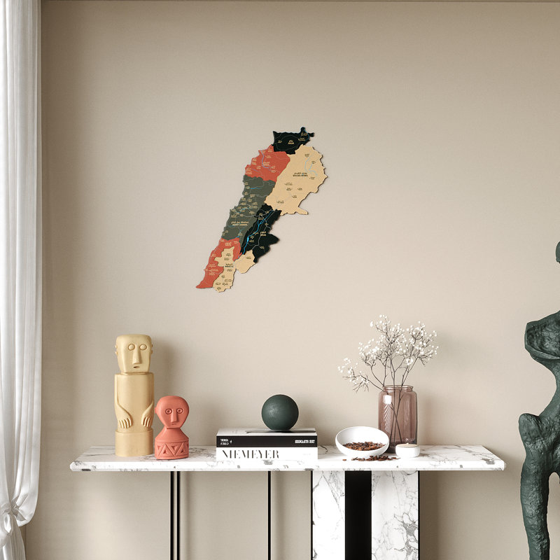 Carte murale libanaise en bois, drapeau multicouche 3D, art mural, 20,5 po x 25,6 po, Sauge