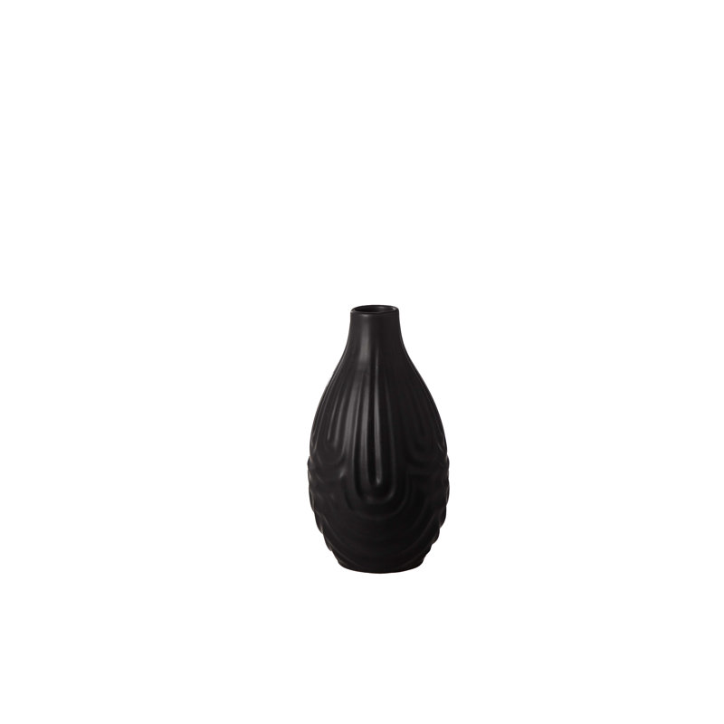 Vase rond en céramique noir mat