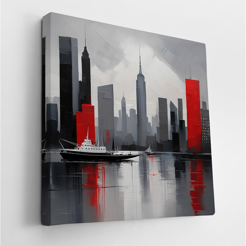 Crimson Skyline, 30" H x 30" W
