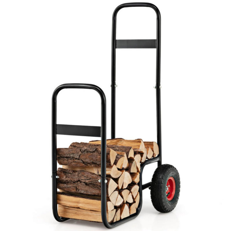 Chariot de transport de bois de chauffage Ã©quipÃ© de roues en caoutchouc rÃ©sistantes Ã  l'usure et aux chocs
