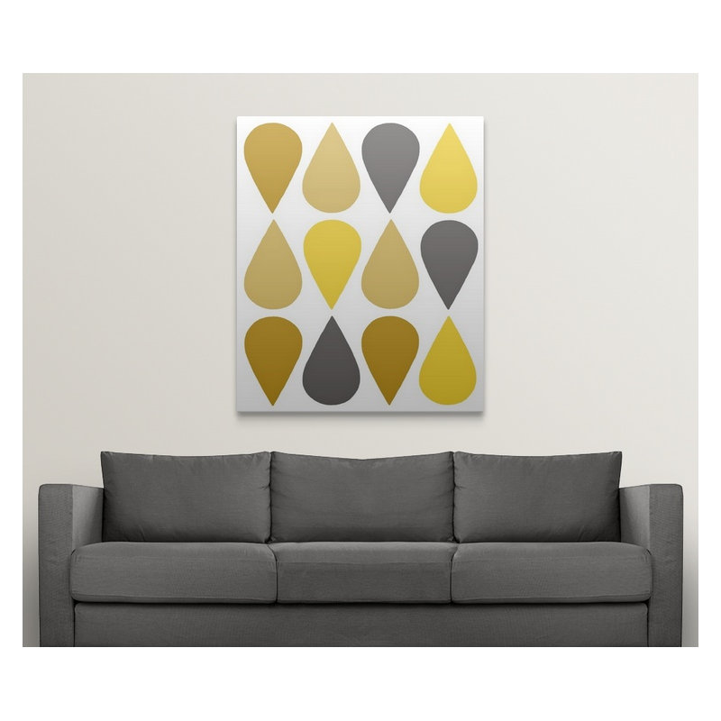 Mid-Century Raindrops " Raindrops III " by Chariklia Zarris, 30" H x 24" W x 1.25" D, Canvas