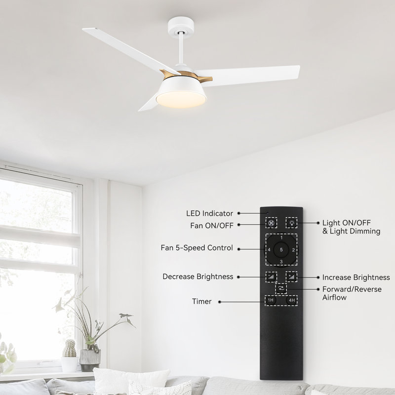 Nikkei 48'' Ceiling Fan with LED Lights, White