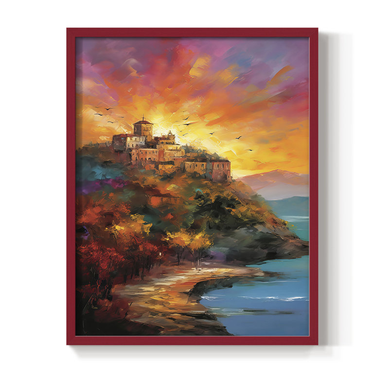 LANDSCAPES Series CCLIV, reproduction encadrée - bois massif, Rouge, H 15 po x l 12 po