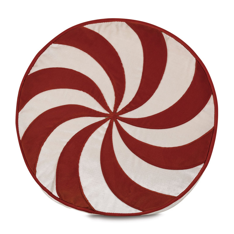 Holiday Traditional Circular Pillow Cover & Insert, Red/White