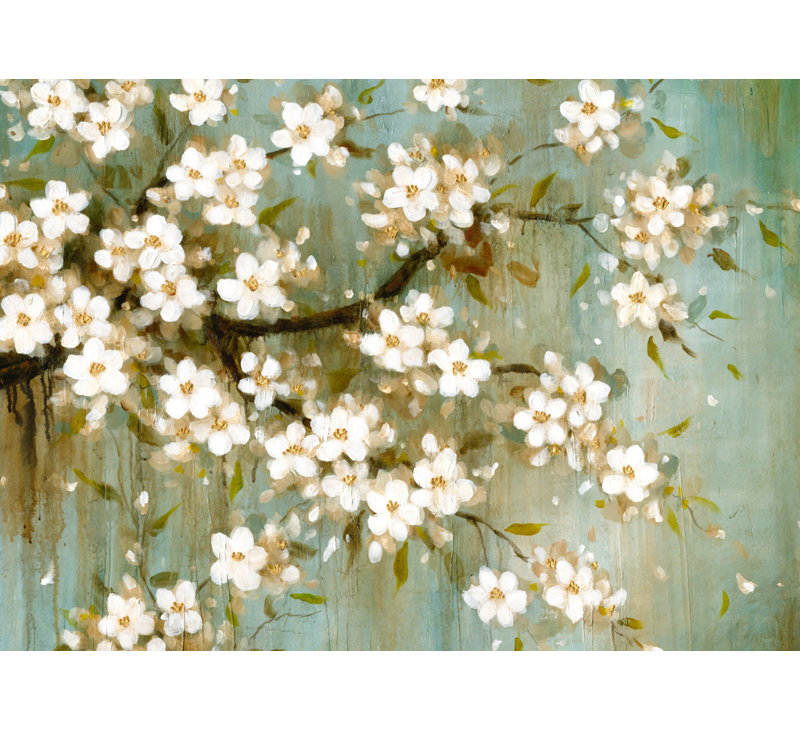 White Cherry Blossom - Botanical Floral Framed Canvas Art