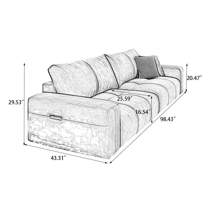 Coussin modulaire noir 100% polyester, H 29,53 po x l 98,43 po x P 43,31 po, 3