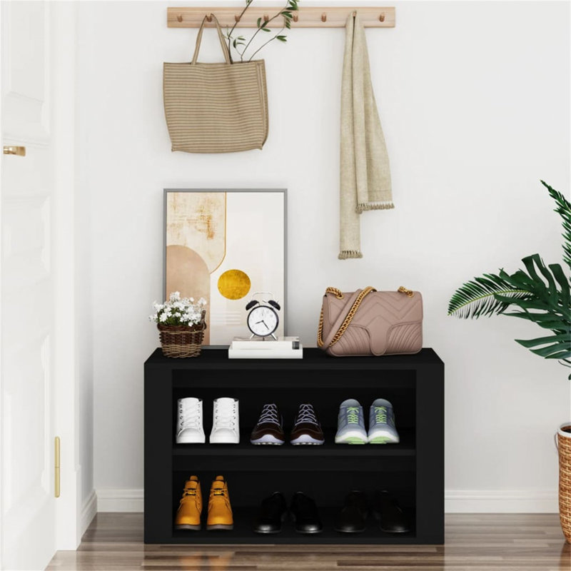 Gamino Polyurethane Upholstered Storage Bench, Black