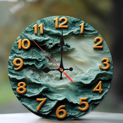 10" Round MDF Wall Clock with Silent Quartz Movement and No-Drill Hanging Hook