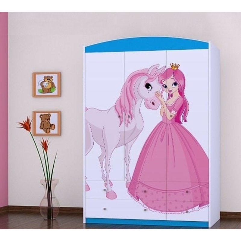 Javonte 3 Door Wardrobe, Blue