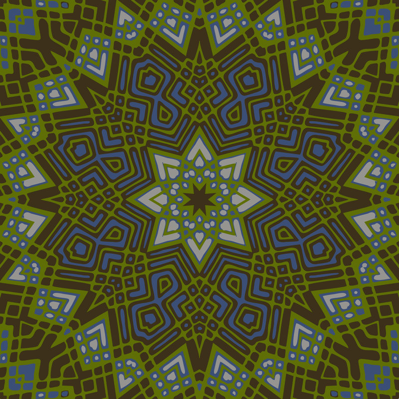 Mandala 6, H 30 po x l 30 po, Oui, Cadre simple blanc
