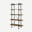 Country Oak Black 5-Shelf Bookshelf