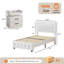 Ensemble de chambre à coucher 3 pièces, avec lit plateforme capitonné en similicuir et table de chevet DEL-1938109942-1938109936