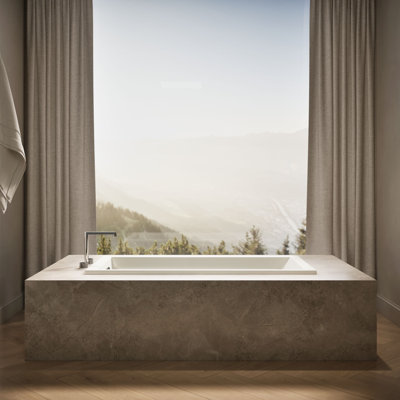 Underscore 60" x 30" Drop-In or Undermount Acrylic Soaking Bathtub with Sloped Backrest