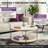 Modern Round Storage Coffee Table with Dual-Tier Design - White & Gold-934515226