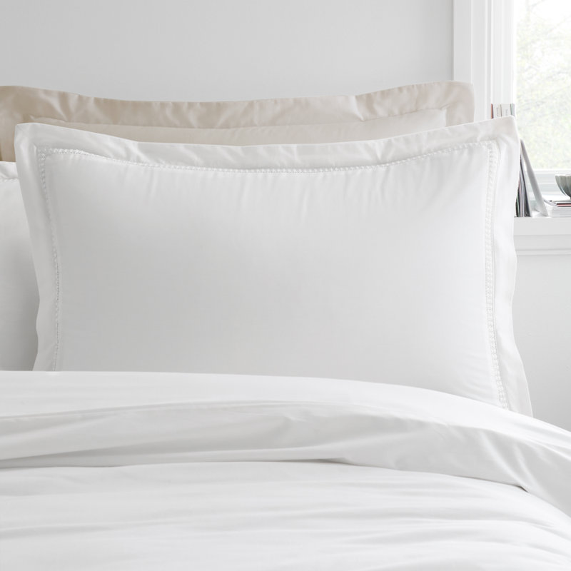 Oxford Lace 200 Thread Count Cotton Duvet Cover Set, Single Duvet Cover + 1 Standard Pillowcase, White