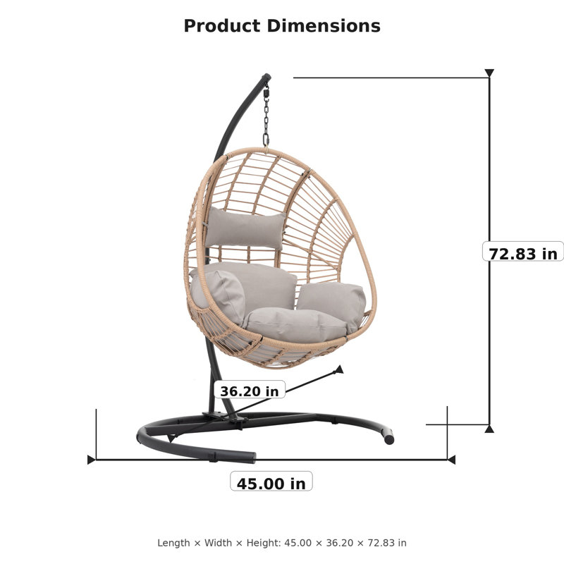 Chaise suspendue en osier d'extérieur et d'intérieur PE, Beige, Marron clair