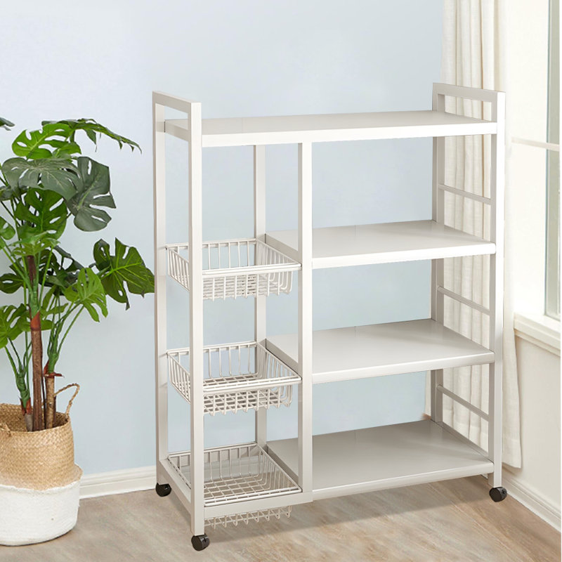 Natyia Stainless Steel Standard Baker's Rack with Microwave Compatibility, 42.51" H x 12.59" W x 31.49" D, Black