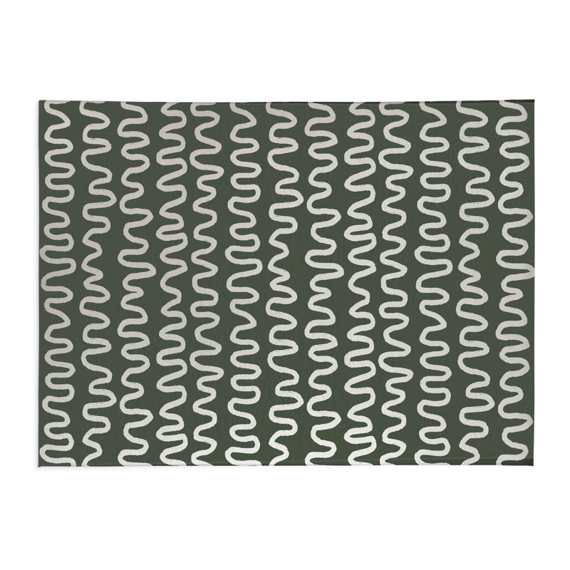 Wiggle Stripe Indoor Doormat, Green, 48" W x 72" L