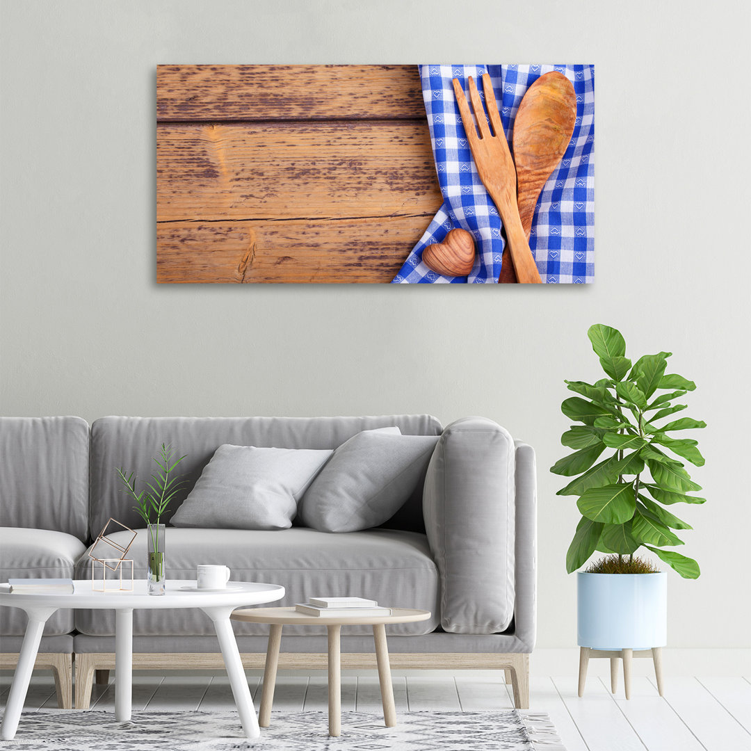 Holzbesteck - Kunstdrucke auf Leinwand - Wrapped Canvas