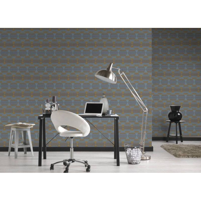 Rouleau de papier peint L 33 pi x l 21 po Concord, Orange / bleu / noir / gris / brun