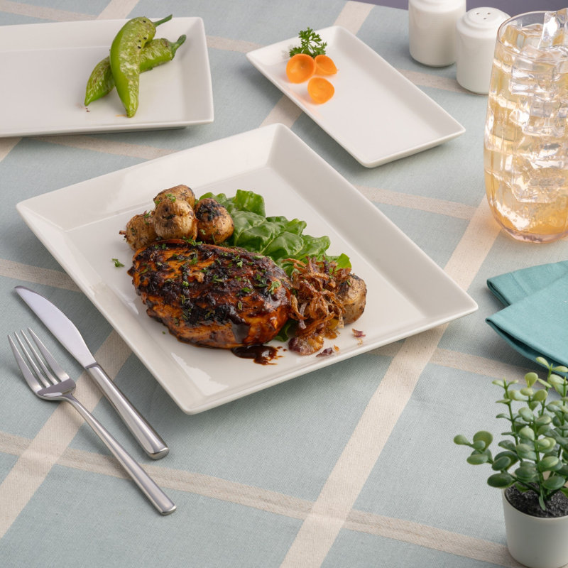 Assiette rectangulaire en porcelaine de qualité supérieure PANORAMA, 24,6 x 19,6 cm