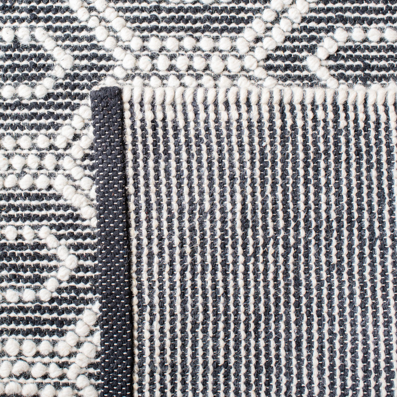 Trumann Natura Hand Woven Wool Cotton Geometric Rug in Gray/Cream, Rectangle 3' x 5'