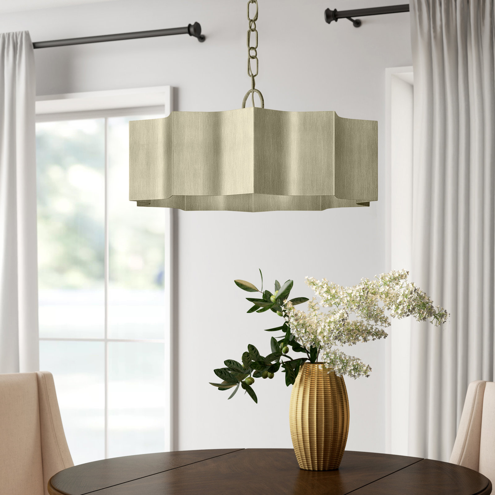 Carney 3-Light Chandelier, Silver Patina