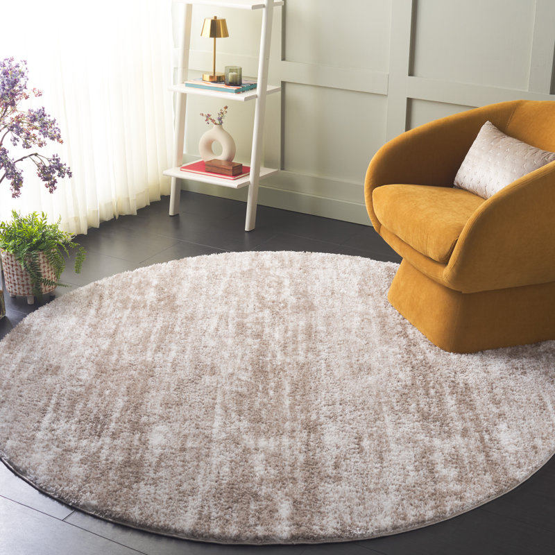 Tyerra Penelope Shag Performance Abstract Rug, Round 6'7"