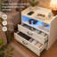 Night Stand Storage Cabinet Bedside Table with Led Lights and Sockets